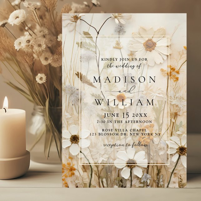 Invitación Boda floral de Boho Neutral Rústico (Subido por el creador)