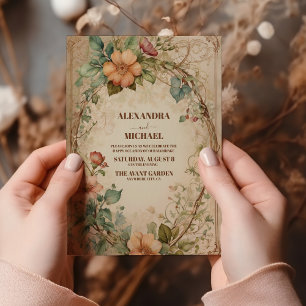 Invitación Boda floral de Boho Neutral Rústico