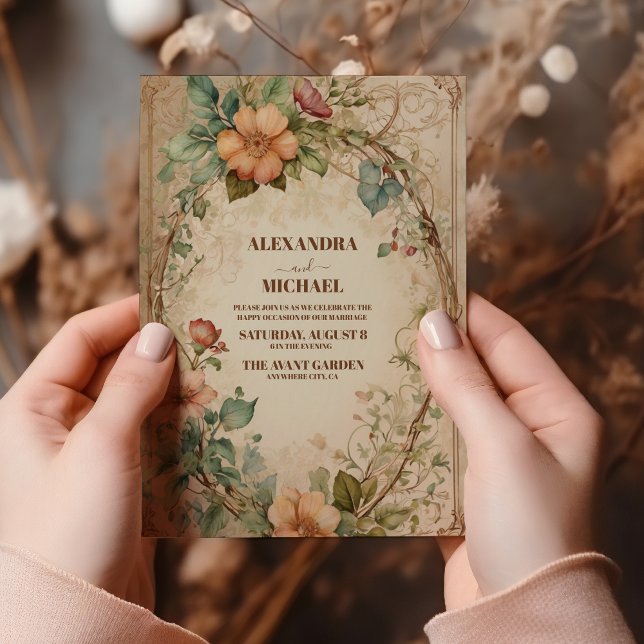 Invitación Boda floral de Boho Neutral Rústico (Subido por el creador)