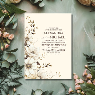 Invitación Boda floral de Boho Neutral Rústico