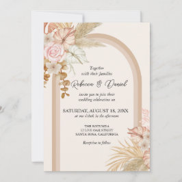 Invitación Boda floral de Boho Neutral Rústico