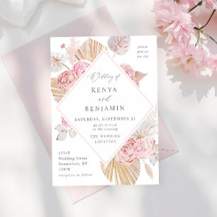 Invitación Boda Floral de Boho Rosa