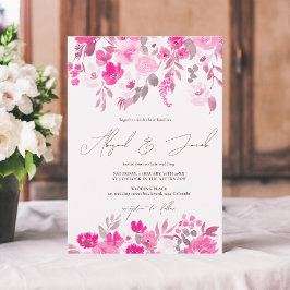 Invitación Boda floral de Boho rosa rústico pintado a mano