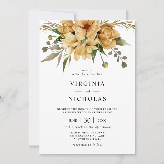 Invitación Boda floral de Boho rústico moderno (Anverso)