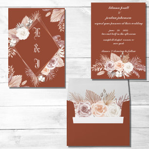Invitación Boda FLORAL DE BOHO TERRACOTTA SENCILLO