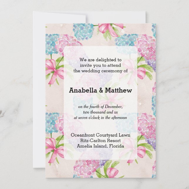 Invitación Boda floral de bonito (Anverso)