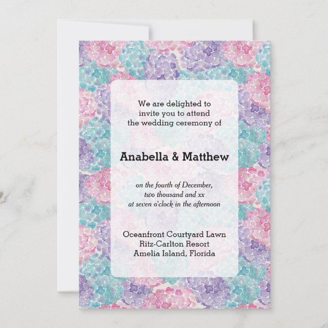 Invitación Boda floral de bonito (Anverso)