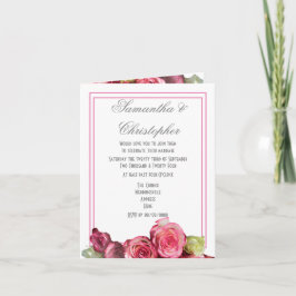 Invitación Boda floral de borde rosa rosado