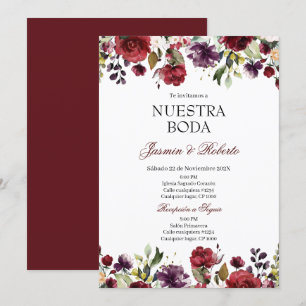 Invitación Boda floral de Borgoña