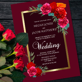 Invitación Boda Floral de Borgoña