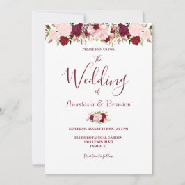 Invitación Boda floral de Borgoña