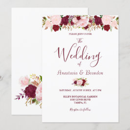 Invitación Boda Floral de Borgoña