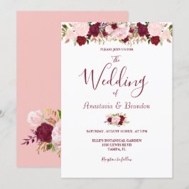 Invitación Boda Floral de Borgoña