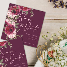 Invitación Boda floral de borgoña bonito