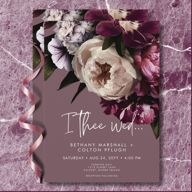 Invitación Boda floral de Borgoña Moderna y Crema Peonies (Modern Burgundy & Cream Peonies Floral Wedding Invitation)