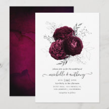 Boda floral de Borgoña y plata