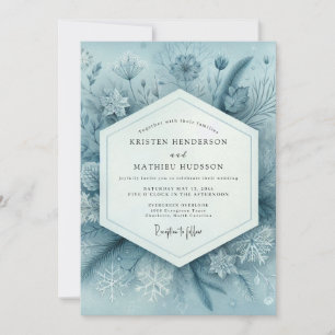 Invitación Boda Floral de Bosque Azul Pizarra