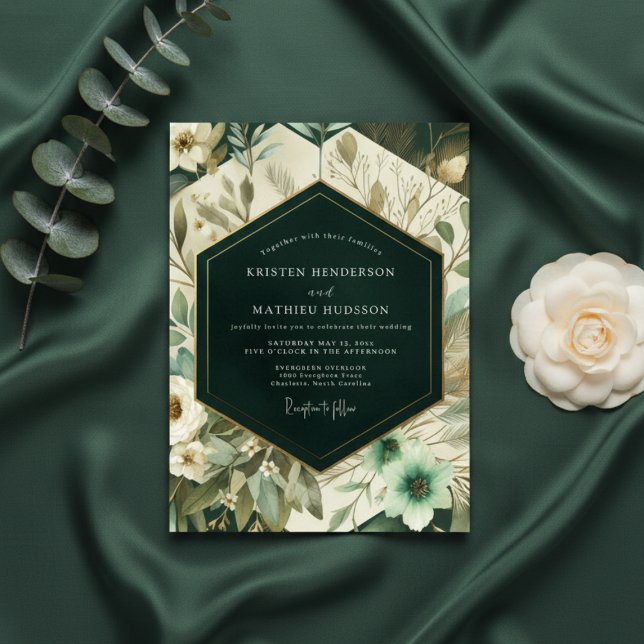 Invitación Boda Floral de Bosque de Teal Profundo (Subido por el creador)