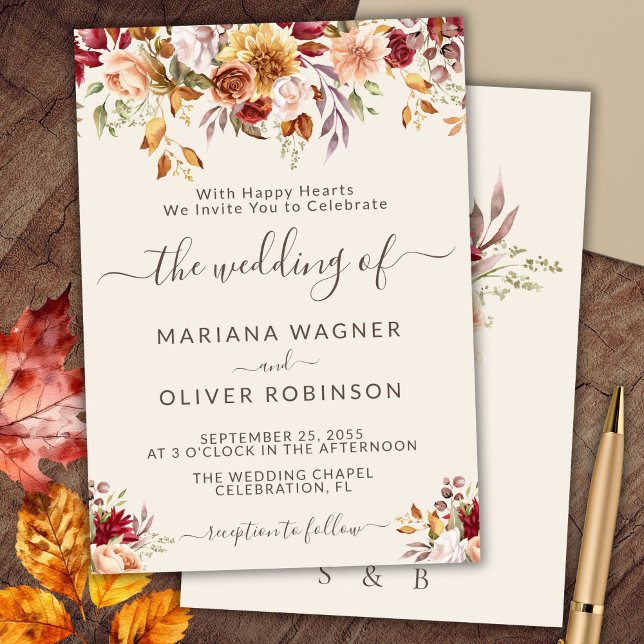 Invitación Boda floral de caída romántica (Subido por el creador)