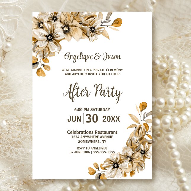 Invitación Boda floral de caída rusa después de Fiesta (Subido por el creador)