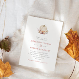 Invitación Boda Floral de Calabaza Blanca, Terracota y Púrpur