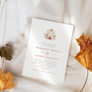 Invitación Boda Floral de Calabaza Blanca, Terracota y Púrpur