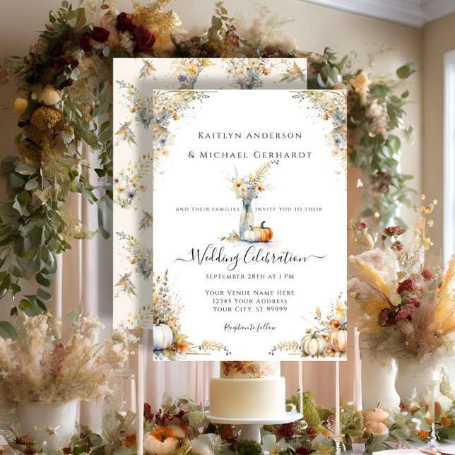 Invitación Boda floral de calabaza de flores silvestres (Subido por el creador)