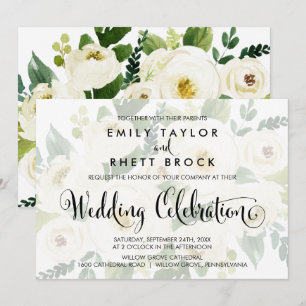Invitación Boda floral de caligrafía meridional