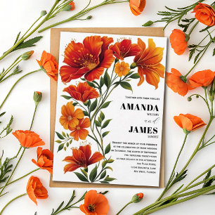 Invitación Boda floral de campo marfil beige bohemio