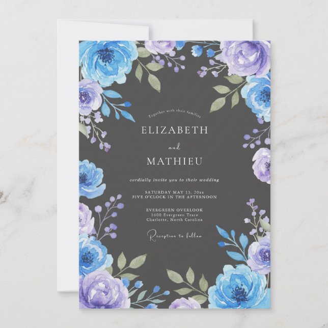 Invitación Boda floral de caracol pervinca (Anverso)