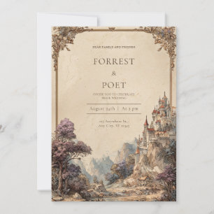 Invitación Boda Floral de Castillo de Montaña de Fantasía Vin
