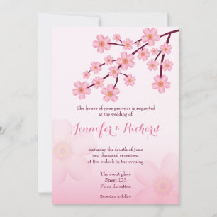 Invitación Boda floral de cerezo de color rosa Sakura