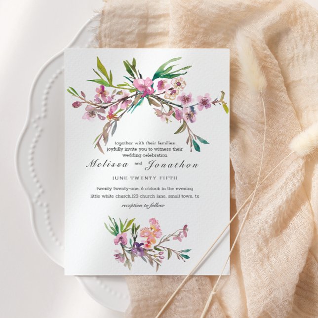 Invitación Boda floral de cerezo rosa (Subido por el creador)