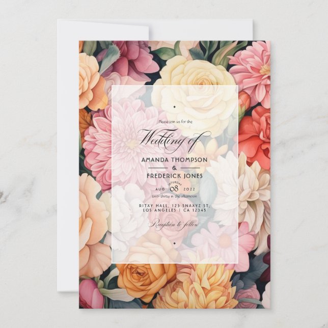Invitación Boda floral de Champagne (Anverso)