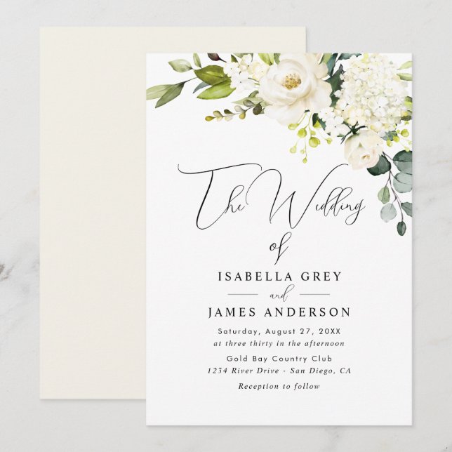 Invitación Boda Floral de Champán  (Anverso / Reverso)