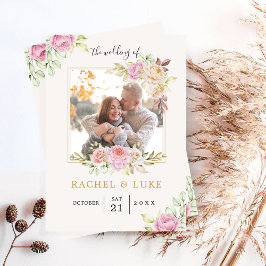 Invitación Boda floral de champán