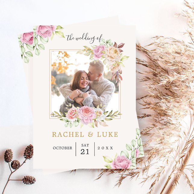 Invitación Boda floral de champán (Subido por el creador)