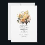 Invitación Boda floral de champán<br><div class="desc">Invitación de boda floral de champán. Ideal para una boda en el jardín. El código QR en el reverso dirige a su sitio web de boda donde la gente puede obtener más información y responder</div>