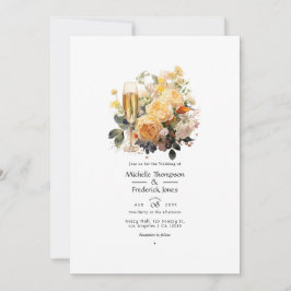 Invitación Boda floral de champán