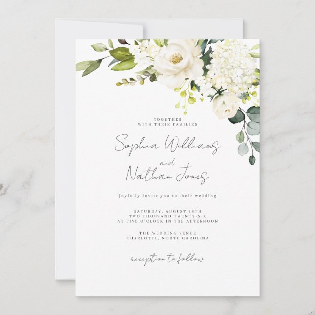 Invitación Boda Floral de Champán  (Anverso)