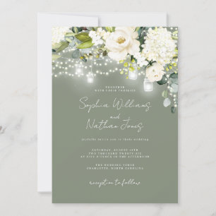 Invitación Boda Floral de Champán Sage Rústica