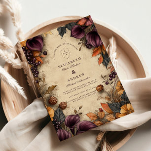 Invitación Boda floral de ciruelas oscuras de otoño