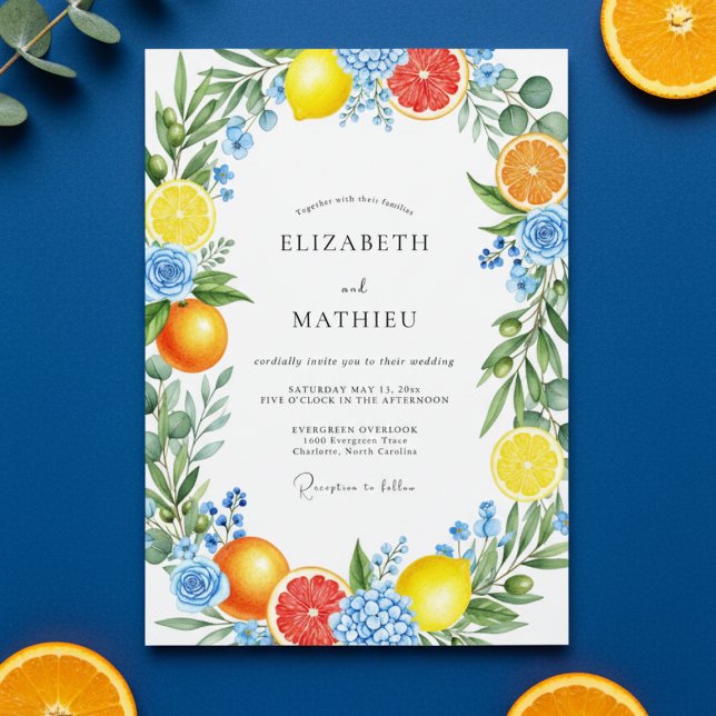 Invitación Boda Floral de Cítricos Amarillos Románticos (Subido por el creador)