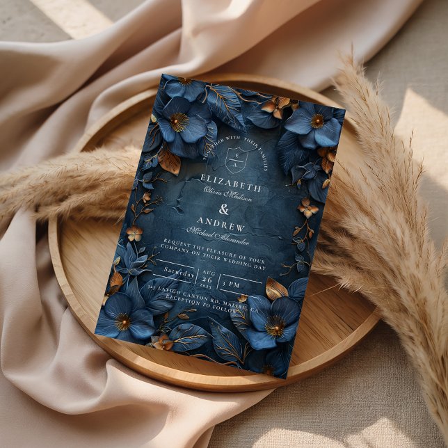 Invitación Boda floral de cobre temperamental (Subido por el creador)