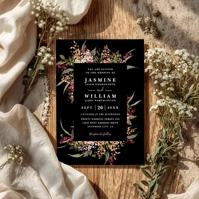 Invitación Boda Floral de Código QR de Romance Bohio Malhumor (Subido por el creador)