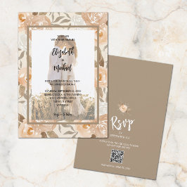 Invitación Boda floral de código QR fotográfico