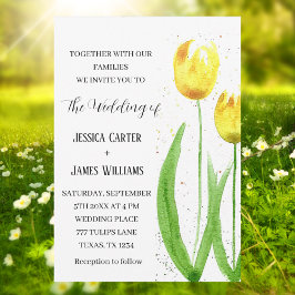 Invitación Boda floral de color acuático amarillo tulipano am