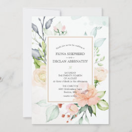 Invitación Boda floral de color acuático elegante de verano m