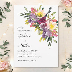 Invitación Boda floral de color acuático moderno otoño