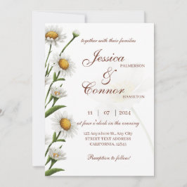 Invitación Boda floral de color acuático moderno y sencillo